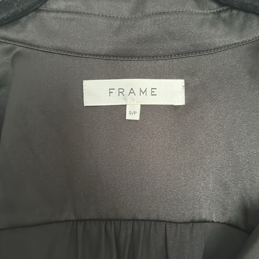 FRAME Cinch Front Long Sleeve Silk Top Small - Picture 5 of 8